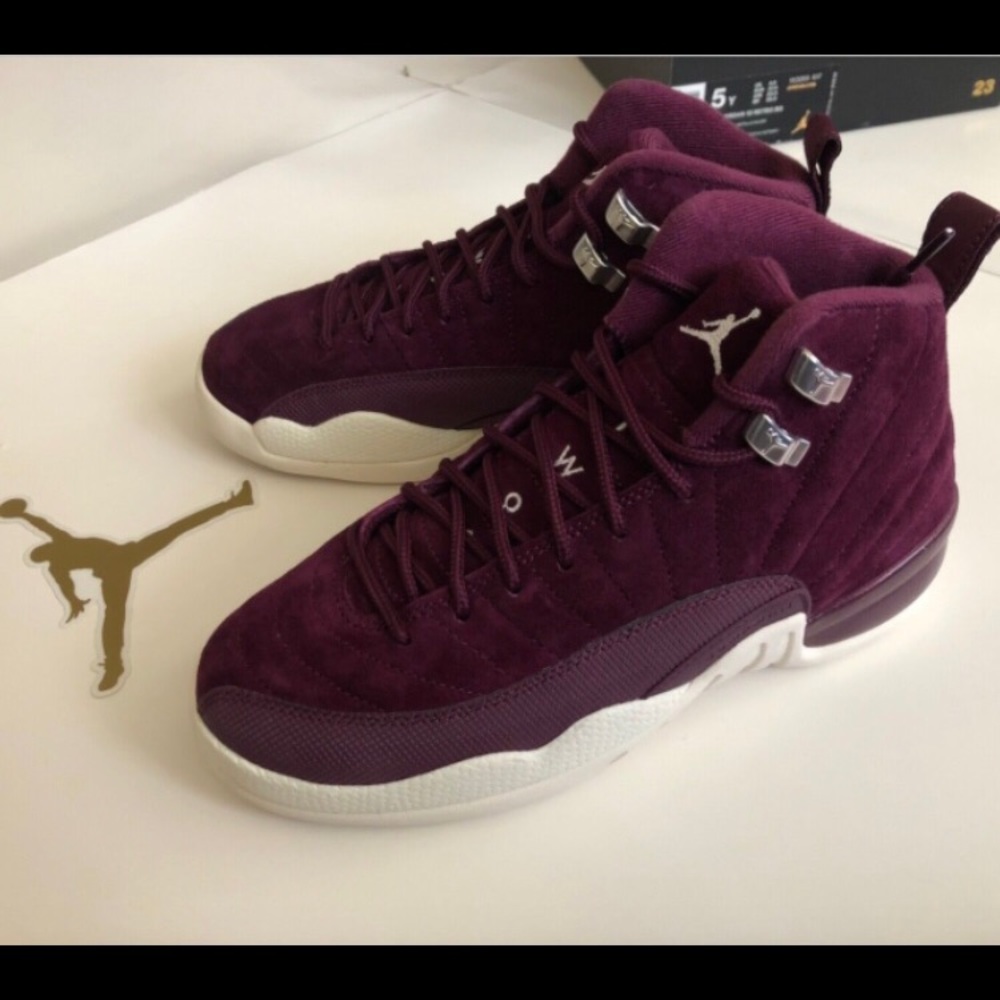 Air Jordan Retro 12 XII BORDEAUX WOMEN'S SAIL METALLIC SILVER NEW! IN BOX! 5Y - Picture 5 of 13